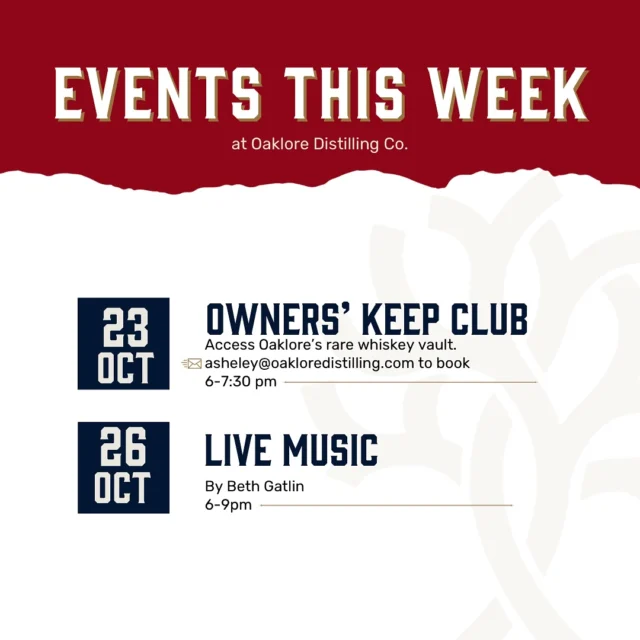 Hey, friends! Here’s everything that you need to know about this week. We hope you’ll come out to see us and join the fun! 🥃🎶🥳