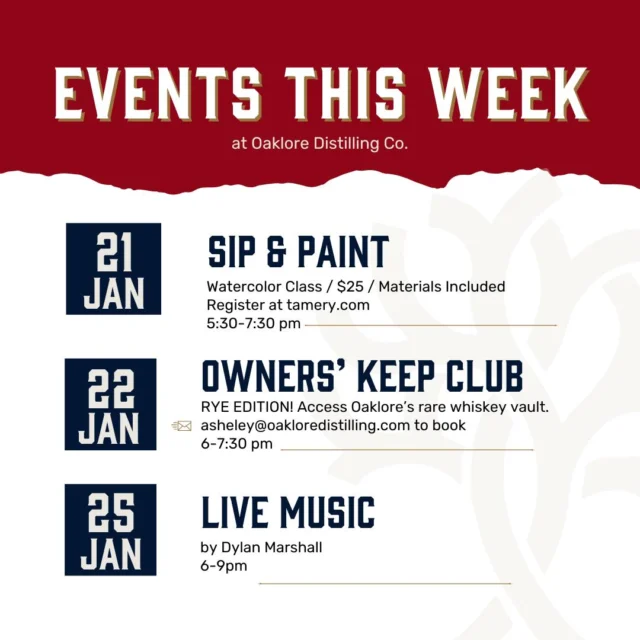 Hey, Oaklore friends! We have another exciting week ahead of us! Come and join us!🥃