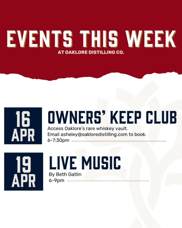 Happy Monday, Oaklore friends! Join us at the distillery to enjoy great spirits, company, and vibes!🥃 It's the perfect week for hanging out on the patio!☀