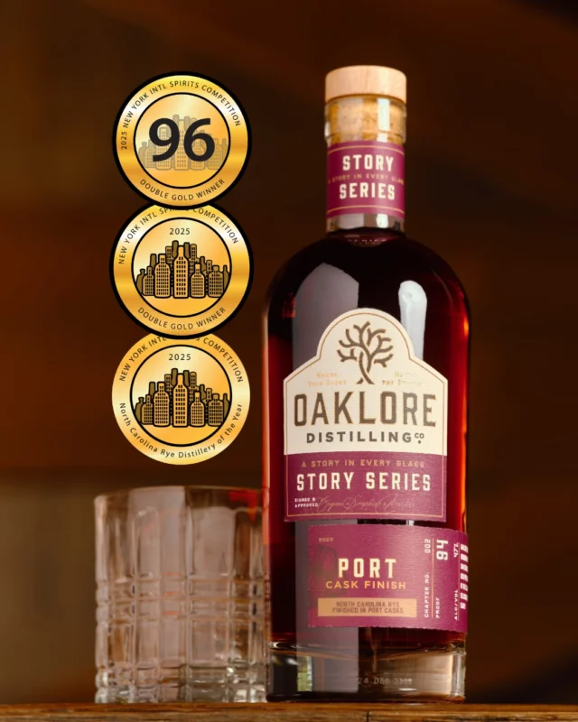 Big news: Oaklore just brought home serious honors from the New York International Spirits Competition! 🏆

We’re proud to announce we’ve been named Best North Carolina Rye Distillery, and our spirits earned top marks—Double Gold, two Golds, and a Silver.
⁠
These awards are a true nod to the heart and hustle we pour into every bottle—driven by community, craftsmanship, and an uncompromising commitment to quality. Huge thanks to our community for your support, and to NYISC for this incredible recognition!